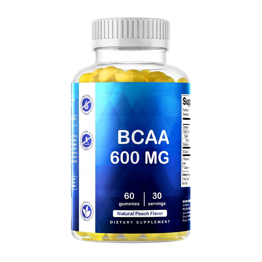 BCAA 600 mg อาหาร gummies การกู้คืนกล้ามเนื้อธรรมชาติและการสนับสนุนพลังงานสำหรับการดำเนินชีวิตที่ใช้งานอยู่